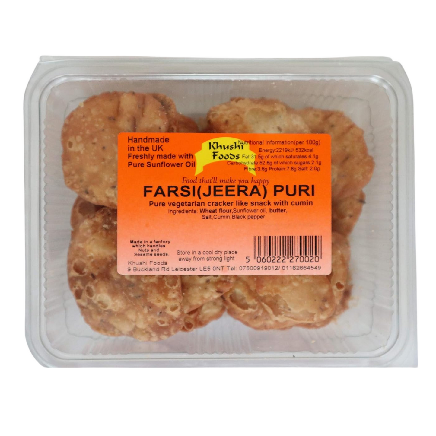 Farsi ( Jeera) Puri - Hand Made Resealable Party Sharing Food